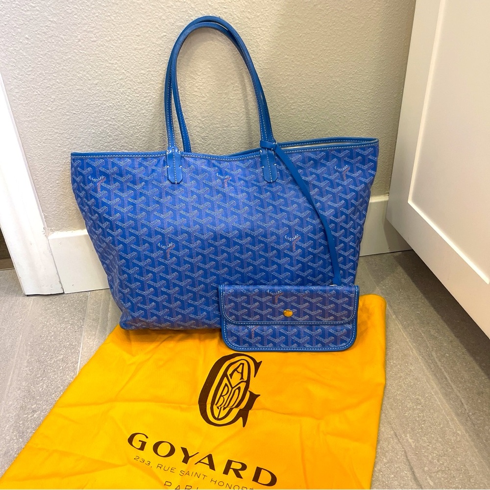 Authentic Goyard Saint Louis PM tote in blue